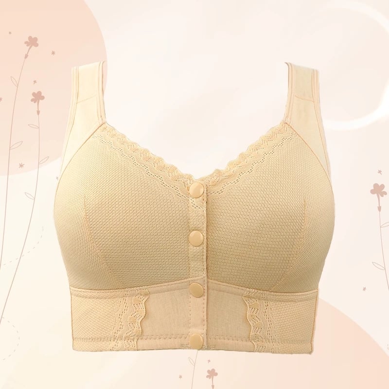 Seamless Breathable Front Closure Button Bra for Seniors